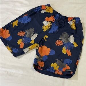 Columbia Athletic Shorts Blue and Orange Fish Print EUC